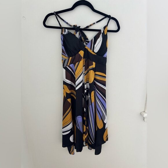 Vintage Satin Multi Colour Patterned Dress - Picture 2 of 10